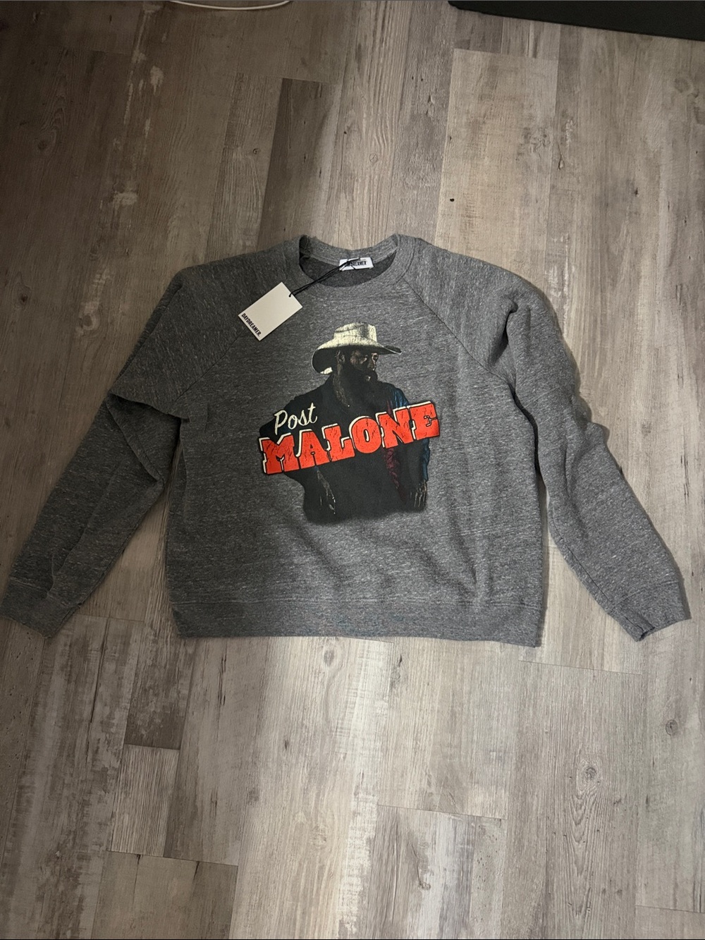 Daydreamer Gray Crewneck with Red Post Malone Graphic